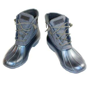 Sperry Syren Two Tone Gray Twill Graphite Gulf Duck Boot, Size 9
